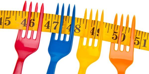 The centimeter on the fork is a symbol of weight loss on the Dukan diet